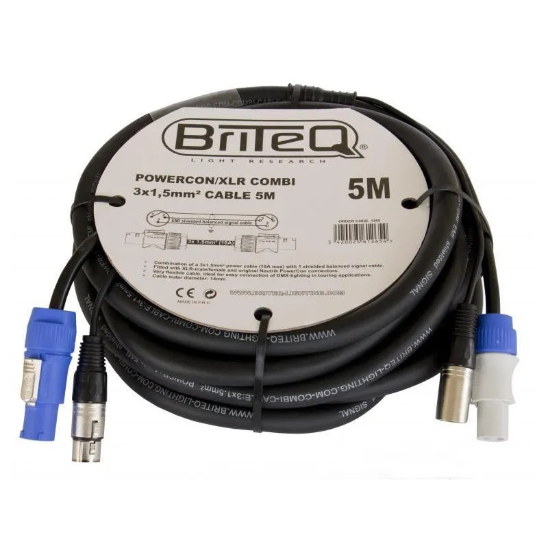 CABLE COMBI POWERCON / XLR  3X1,5mm 5M BRITEQ