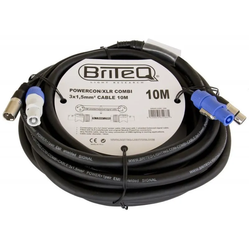 CABLE COMBI POWERCON / XLR  3X1,5mm 10M BRITEQ