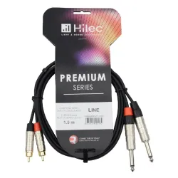 AUDIOPHONY - CABLE 2 JACK 6.3 MONO A 2 RCA MACHO 1.5m PREMIUM HILEC