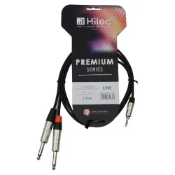 AUDIOPHONY - CABLE 1 MINI JACK 3.5 ST A 2 JACK 6.3  MONO 1.5m PREMIUM HILEC