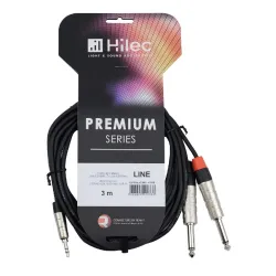 AUDIOPHONY - CABLE 1 MINI JACK 3.5 ST A 2 JACK 6.3  MONO 3m PREMIUM HILEC