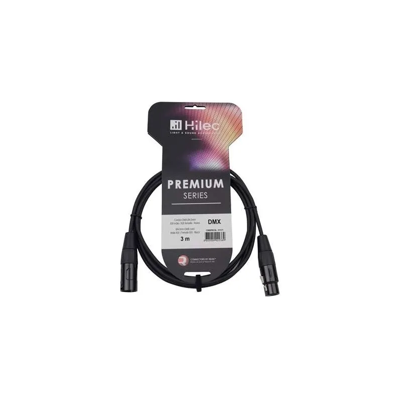 HILEC - CABLE DMX XLR MACHO A XLR HEMBRA 3m PREMIUM 120 Ohm HILEC