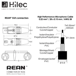 AUDIOPHONY - CABLE XLR MACHO A XLR HEMBRA 5m PREMIUM HILEC