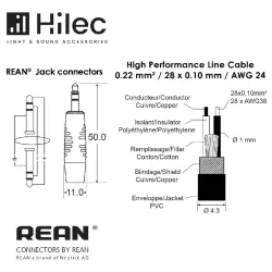 AUDIOPHONY - CABLE 1 MINI JACK 3.5 MACHO ST A 1 MINI JACK ST 3m PREMIUM HILEC