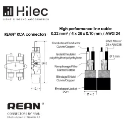 AUDIOPHONY - CABLE 2 RCA MACHO A 2 RCA MACHO 1.5m PREMIUM HILEC