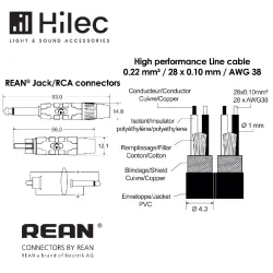 AUDIOPHONY - CABLE 2 JACK 6.3 MONO A 2 RCA MACHO 1.5m PREMIUM HILEC