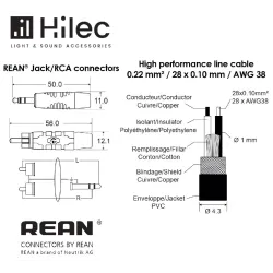 AUDIOPHONY - CABLE 1 MINI JACK 3.5 ST A 2 RCA 1.5m PREMIUM HILEC