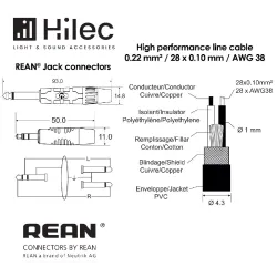 AUDIOPHONY - CABLE 1 MINI JACK 3.5 ST A 2 JACK 6.3  MONO 3m PREMIUM HILEC
