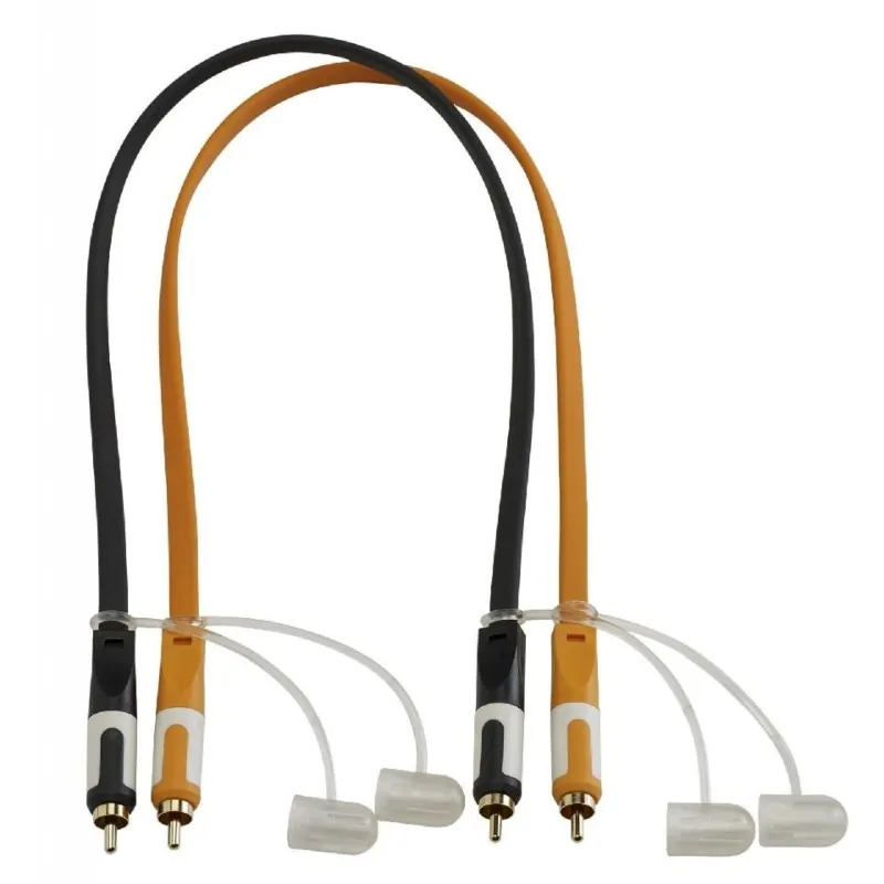 HILEC - CABLE PLANO 2 RCA MACHO A 2 RCA HEMBRA 0.5m HILEC
