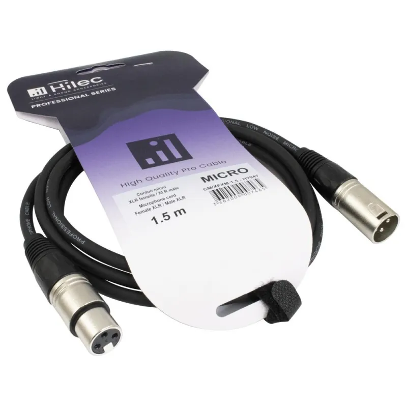 CABLE XLR MACHO A XLR HEMBRA 1,50m HILEC