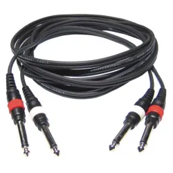 CABLE 2x4 mm 2 JACK 6,35 MONO A 2 JACK 6,35 MONO 1,5m HILEC