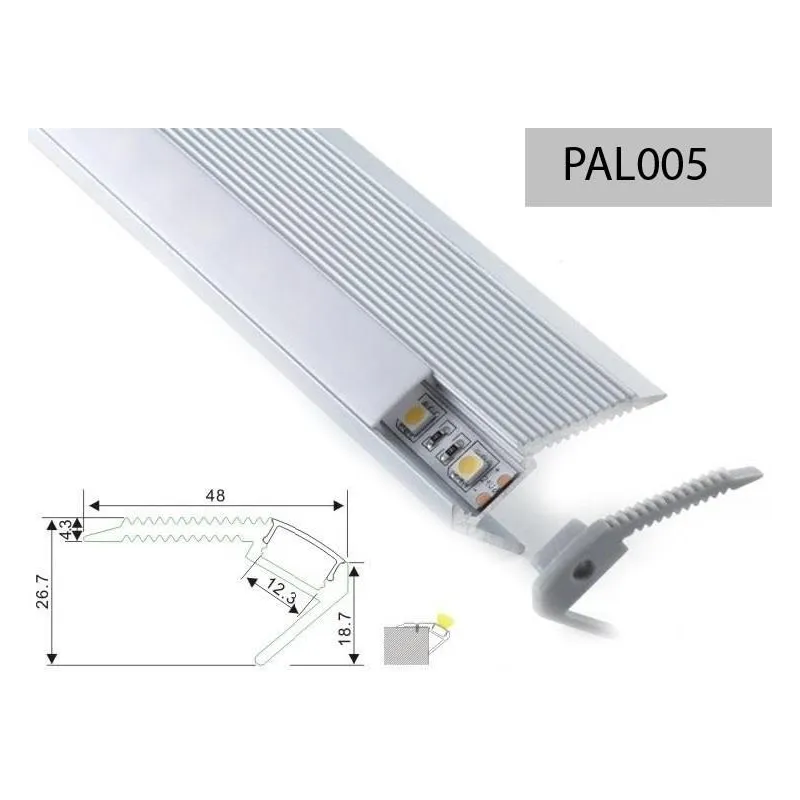 PERFIL ALUMINIO ESCALON 2m TAPA OPAL