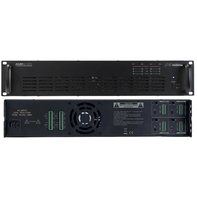 AMPLIFICADOR LINEA 100V AMP4120 4x120W 100V AUDIOPHONY