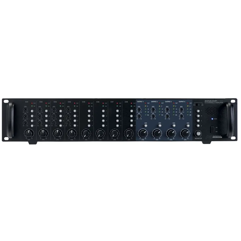 MESA MEZCLADORA 8 C + AMPLIFICADOR 4 ZONAS 4x120W AUDIOPHONY