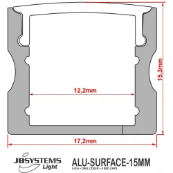 PERFIL ALUMINIO SUPERFICIE. 15MM 2m JBSYSTEMS
