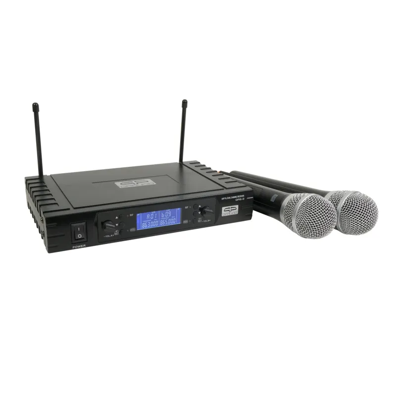 DOBLE MICROFONO MANO INALAMBRICO. UHF 2  QP-AUDIO