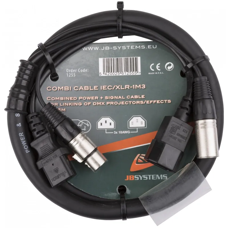 JBSYSTEMS - CABLE COMBI IEC H/M - XLR M/H 1.3m JBSYSTEMS
