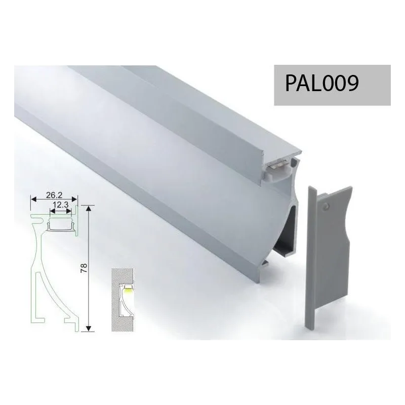 PERFIL ALUMINIO EMPOTRAR PARED 2m TAPA OPAL
