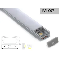 PERFIL ALUMINIO CANAL TIPO U 7mm 2m TAPA SEMI