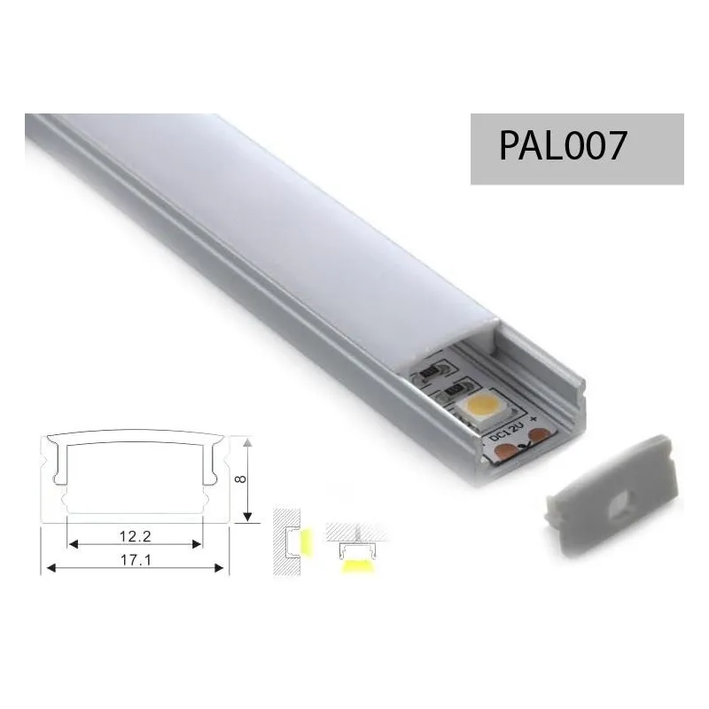PERFIL ALUMINIO CANAL TIPO U 7mm 2m TAPA SEMI