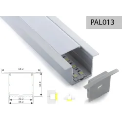 PERFIL ALUMINIO EMPOTRAR TIPO U 35mm 2m TAPA SEMI