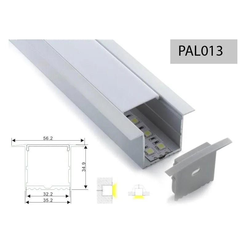 PERFIL ALUMINIO EMPOTRAR TIPO U 35mm 2m TAPA SEMI
