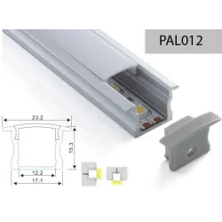 PERFIL ALUMINIO EMPOTRAR TIPO U 15mm 2m TAPA SEMI