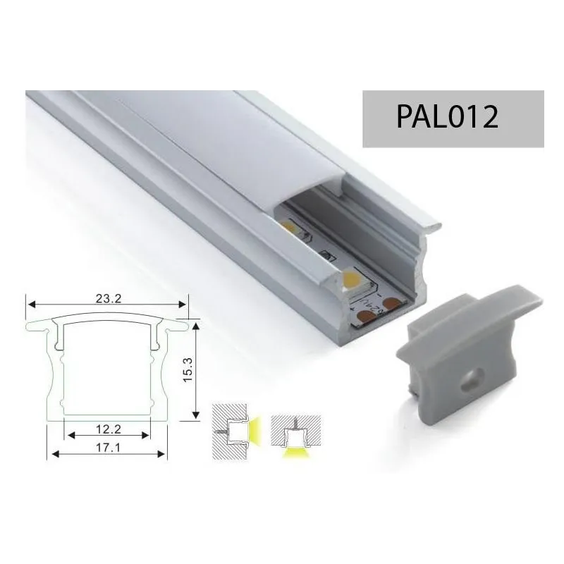 PERFIL ALUMINIO EMPOTRAR TIPO U 15mm 2m TAPA SEMI