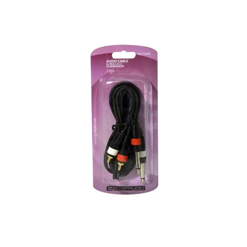 CABLE 2xRCA MACHO GOLD A 2 MONO JACK 6,3  3m QP AUDIO