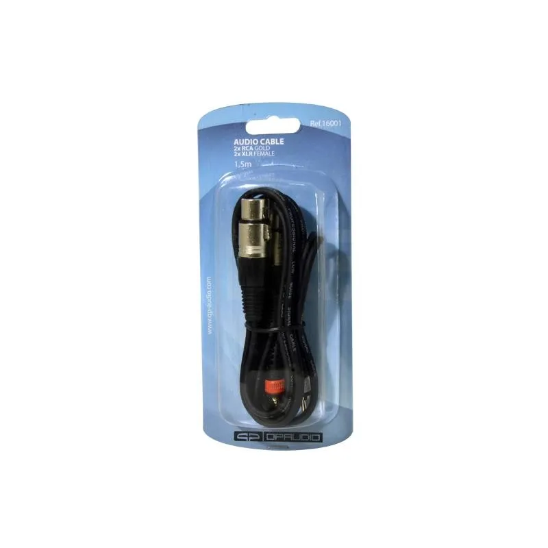 CABLE 2 x RCA MACHO GOLD A 2 x XLR HEMBRA.1,5m QP AUDIO